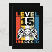 Invitation Anniversaire 15ème Niveau Débloqué 15 Jeux Vidéo R (Devant / Derrière)