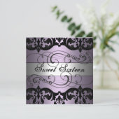 Invitation anniversaire 16 ans douce damas violet/ (Debout devant)
