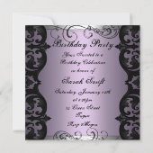 Invitation anniversaire 16 ans douce damas violet/ (Dos)