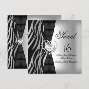 Invitation Anniversaire 16 ans Fête d'anniversaire seize Zèbr