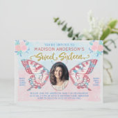 Invitation Anniversaire 16 ans | Fête de la photo florale pap (Debout devant)