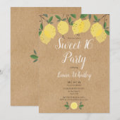 Invitation Anniversaire 16 ans Fête Lemons Rustique Douce (Devant / Derrière)