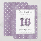 Invitation Anniversaire 16 Ans Fille Rose Blanc Points (Devant / Derrière)