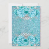 Invitation anniversaire 16 ans Fleur Glitter Blue (Dos)