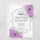 Invitation anniversaire 16 ans Fleur violette Pail (Devant)