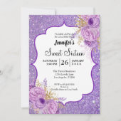 Invitation anniversaire 16 ans Fleur violette Pail (Devant)