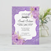 Invitation anniversaire 16 ans Fleur violette Pail (Debout devant)