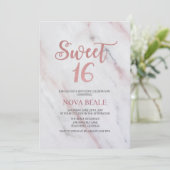 Invitation anniversaire 16 ans moderne marbre Swee (Debout devant)