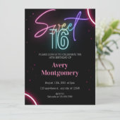 Invitation anniversaire 16 ans néon lumineux (Debout devant)
