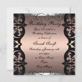 Invitation anniversaire 16 ans Peach/Silver Damask (Dos)