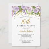 Invitation anniversaire 16 ans Sparkle Floral Purp (Devant)