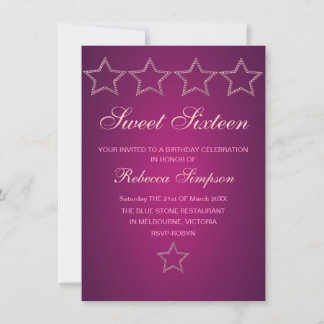 Invitation anniversaire 16 ans Sweet 16 Star Jewel