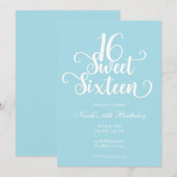 Anniversaire 16 ans Turquoise & Blanc Chic Fête d'