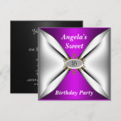 Invitation Anniversaire 16 ans violet doux (Devant / Derrière)
