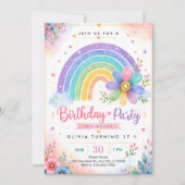Invitation Anniversaire 17 ans Glitter Rainbow (Devant)