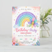 Invitation Anniversaire 17 ans Glitter Rainbow (Debout devant)