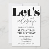 Invitation anniversaire 17 ans noir et blanc Moder (Devant)