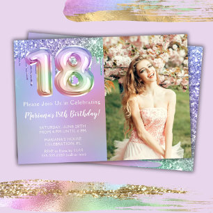 Invitation anniversaire 18 ans fête photo paillett