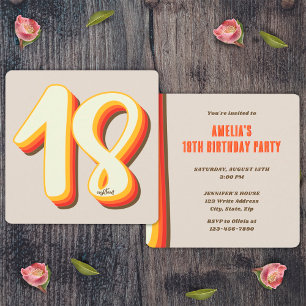 Invitation Anniversaire 18 ans Gray Simple Moderne Rétro Groo