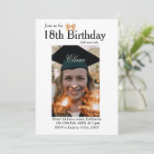 Invitation anniversaire 18 ans simple minimal arc blanc nom p (Debout devant)