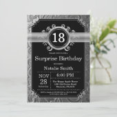 Invitation Anniversaire 18 ans surprise paillettes noires et (Debout devant)