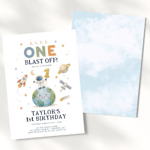 Invitation Anniversaire 1 an Astronaute Espace Un