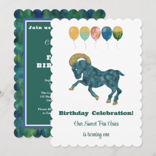 Invitation Anniversaire 1 an Bélier Impressionnist