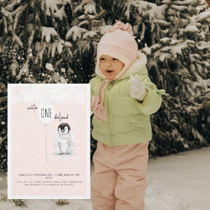 Invitation Anniversaire 1 an Blush Hiver Merveilleux