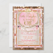 Invitation Anniversaire 1 an Citrouille Rose Feuilles d'Autom (Devant)