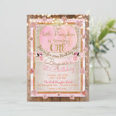 Invitation Anniversaire 1 an Citrouille Rose Feuilles d'Autom (Debout devant)