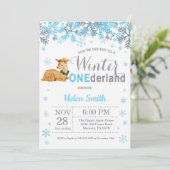Invitation Anniversaire 1 an de garçon cerf Onederland d'hive (Debout devant)