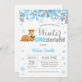 Invitation Anniversaire 1 an de garçon cerf Onederland d'hive (Devant / Derrière)