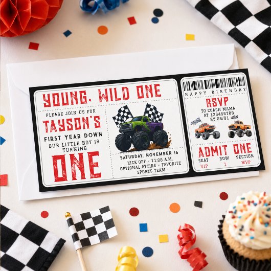 Invitation anniversaire 1 an de Monster Trucks 