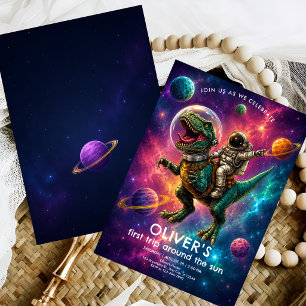 Invitation Anniversaire 1 an du dinosaure cosmique