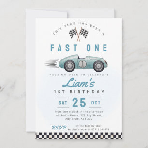 Invitation anniversaire 1 an Fast One Voiture Vint