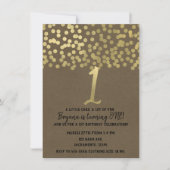 Invitation Anniversaire 1 an Feuille d'Or Moderne Chic Kraft (Devant)