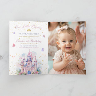 Invitation anniversaire 1 an fille chateau princes