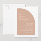 Invitation Anniversaire 1 an Fille Rose Pâle Demi  (Devant / Derrière)