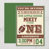 Invitation anniversaire 1 an football vintage (Devant / Derrière)