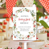 Invitation anniversaire 1 an fraise modifiable