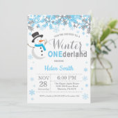 Invitation Anniversaire 1 an garçon hiver Onederland (Debout devant)