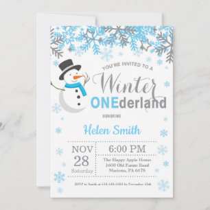 Invitation Anniversaire 1 an garçon hiver Onederland