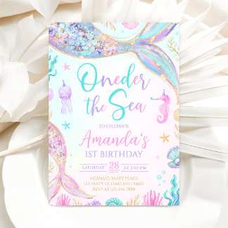 Invitation Anniversaire 1 an Mermaid Oneder The Se