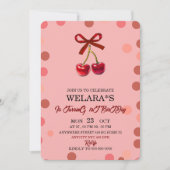 Invitation anniversaire 1 an modifiable Cherry T (Devant)