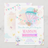 Invitation Anniversaire 1 an Montgolfière (Devant / Derrière)