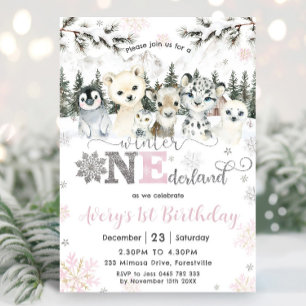 Invitation Anniversaire 1 an Onederland Animaux Arctiques Hiv