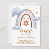 Invitation Anniversaire 1 an Pastel Rainbow Daisy (Devant)
