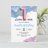 Invitation Anniversaire 1 an Sirène (Debout devant)