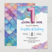 Invitation Anniversaire 1 an Sirène (Devant / Derrière)