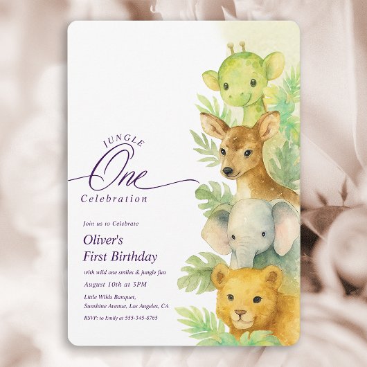 Invitation Anniversaire 1 an Wild One Jungle Boy